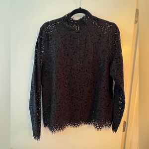 J. Crew Black Lace Long Sleeve Women's Top